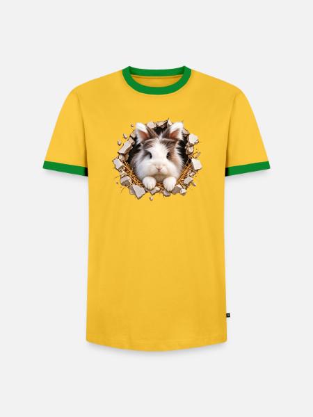 Forest - Löwenkopfkaninchen - Männer Kontrast-T-Shirt - Gelb/Grün
