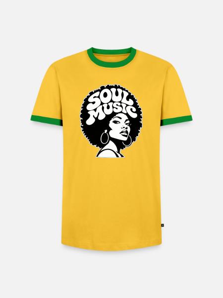 Soulmusik - Männer Kontrast-T-Shirt - Gelb/Grün