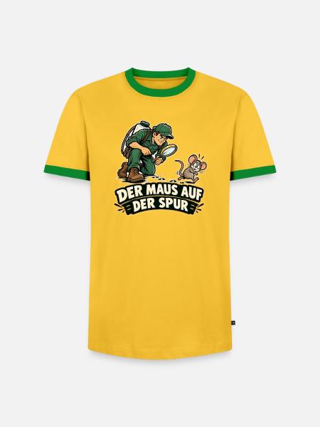 Der Maus auf der Spur - Männer Kontrast-T-Shirt - Gelb/Grün