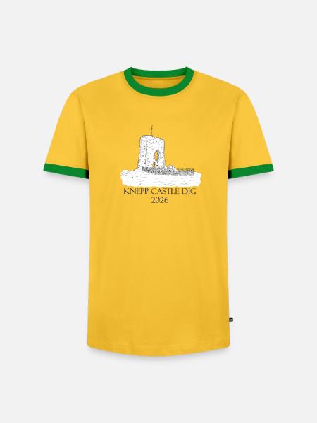 Knepp Castle Ausgrabung 2026 - Männer Kontrast-T-Shirt - Gelb/Grün