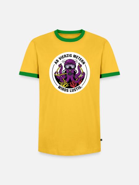 Tieftauch Oktopus lustig Shirt - Männer Kontrast-T-Shirt - Gelb/Grün