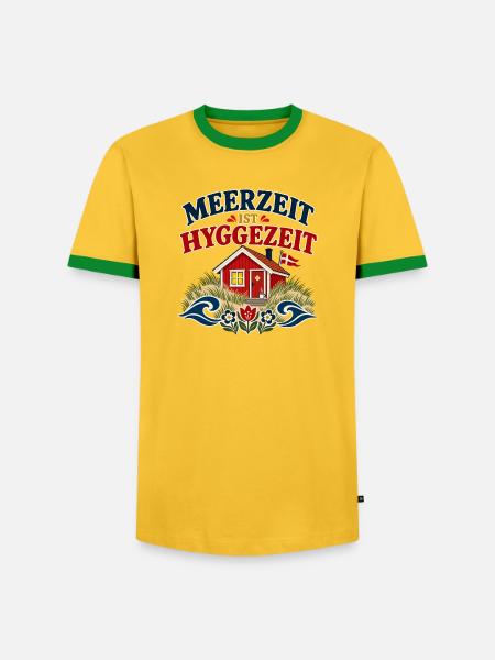 Meerzeit ist Hyggezeit - Männer Kontrast-T-Shirt - Gelb/Grün