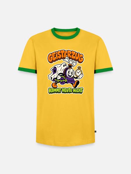 Geisterzug - kommt heute nicht - Männer Kontrast-T-Shirt - Gelb/Grün 