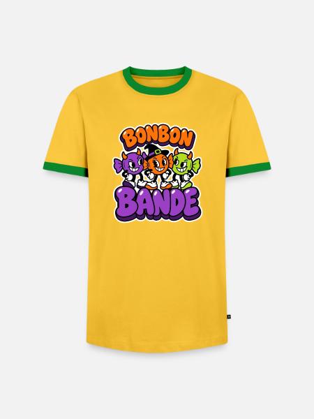 Bonbon Bande - Halloween Süßigkeiten - Männer Kontrast-T-Shirt - Gelb/Grün 