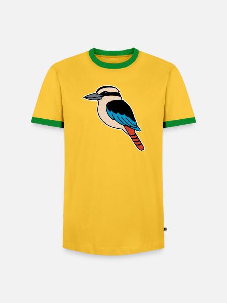 Kookaburra - Lachender Hans - Männer Kontrast-T-Shirt - Gelb/Grün