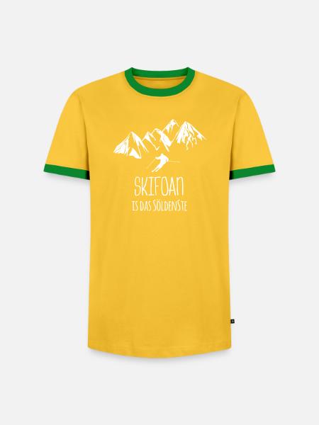 Sölden Skifahren - Männer Kontrast-T-Shirt - Gelb/Grün 