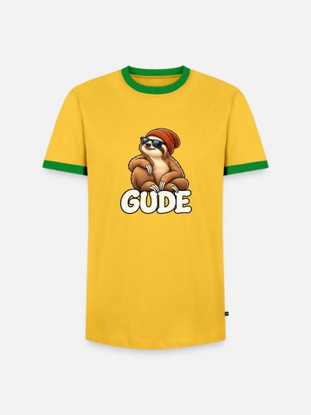 Chilliges Faultier mit Mütze - Männer Kontrast-T-Shirt - Gelb/Grün 