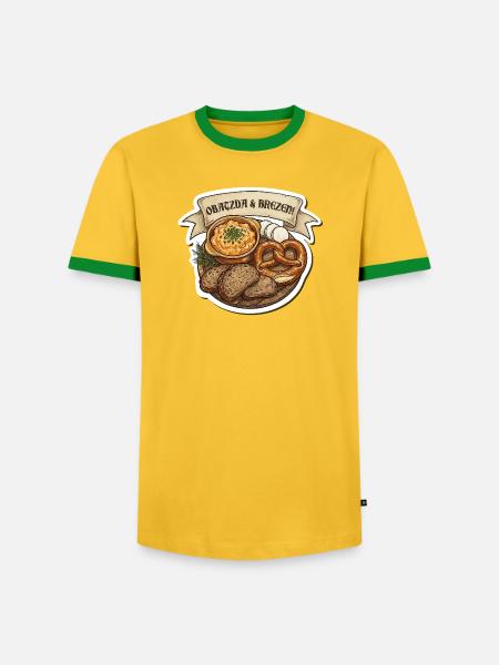 Obazda & Brezen Snackplatte - Männer Kontrast-T-Shirt - Gelb/Grün 
