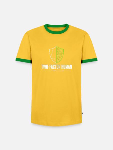 Zwei-Faktor-Mensch - Männer Kontrast-T-Shirt - Gelb/Grün 