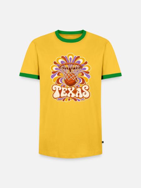 Texas Basketball Psychedelischer Stil - Männer Kontrast-T-Shirt - Gelb/Grün 