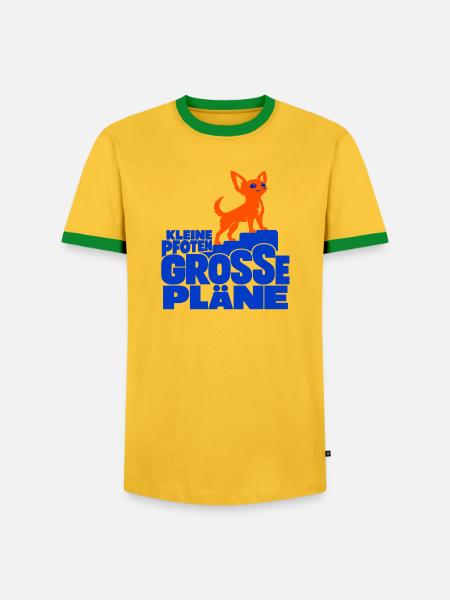 Kleine Pfoten, große Pläne – Chihuahua - Männer Kontrast-T-Shirt - Gelb/Grün