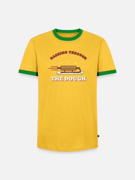 Durch den Teig sprinten – Weihnachtsbacken - Männer Kontrast-T-Shirt - Gelb/Grün