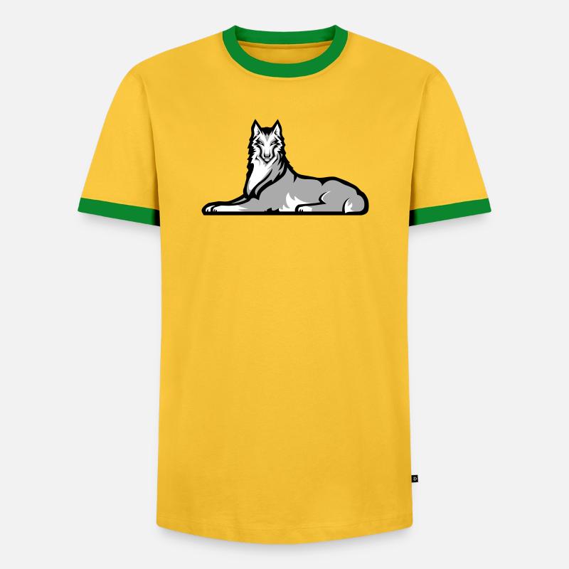 Tschetschenischer Einzelkämpfer - Männer Kontrast-T-Shirt - Gelb/Grün