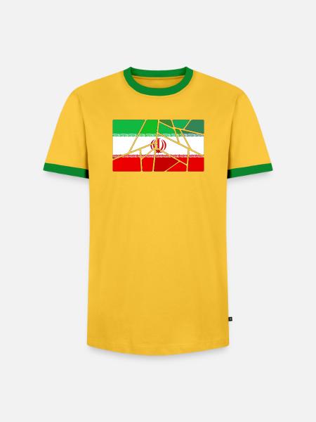 Flagge Iran - Männer Kontrast-T-Shirt - Gelb/Grün 