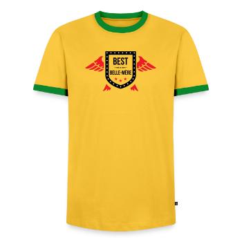 Meilleure Belle-Mère du Monde - T-shirt contrasté Homme - jaune/vert  - Devant - AI Model Female 172 light (172cm) & AI Model Male 178 dark (178cm)