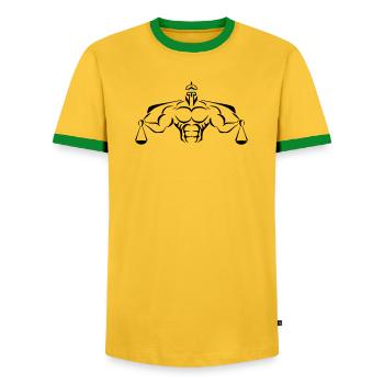 Alpha Scale Deluxe - Männer Kontrast-T-Shirt - Gelb/Grün  - Vorne - AI Model Female 172 light (172cm) & AI Model Male 178 dark (178cm)
