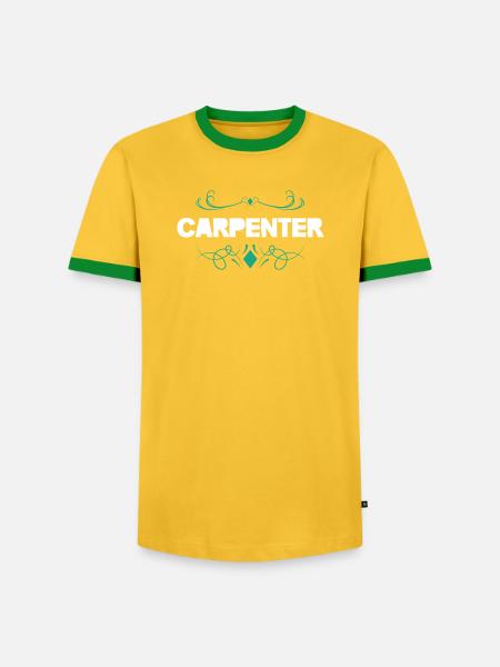 Carpenter Ornament-Schrift - Männer Kontrast-T-Shirt - Gelb/Grün 