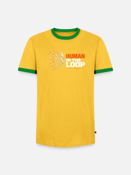 Mensch in der Schleife - Männer Kontrast-T-Shirt - Gelb/Grün