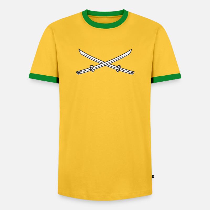 Samurai épée - L’épée Ninja - T-shirt contrasté Homme - jaune/vert 