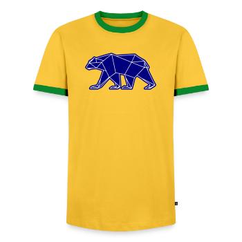 Eisbär Polar Bär Polygon Symbol - Männer Kontrast-T-Shirt - Gelb/Grün  - Vorne - AI Model Female 172 light (172cm) & AI Model Male 178 dark (178cm)