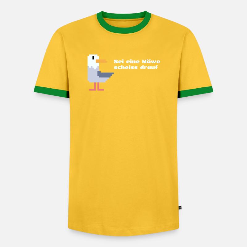 sei eine pixel Möwe - Männer Kontrast-T-Shirt - Gelb/Grün 