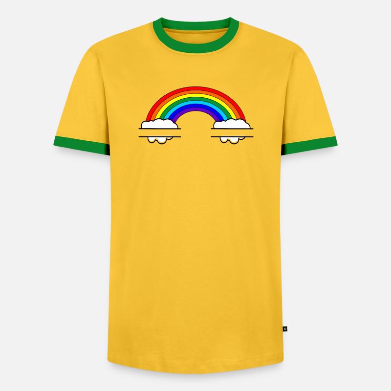 Rainbow with two name bubbles - Men's Ringer Shirt - yellow/green 