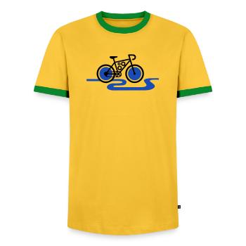 Moteur à engrenages moderne pour vélo électrique - T-shirt contrasté Homme - jaune/vert  - Devant - AI Model Female 172 light (172cm) & AI Model Male 178 dark (178cm)