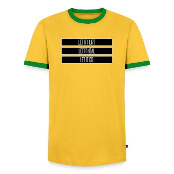 Let It Hurt Let It Heal Let It Go Inspirational - Men's Ringer Shirt - yellow/green  - Front - AI Model Female 172 light (172cm) & AI Model Male 178 dark (178cm)