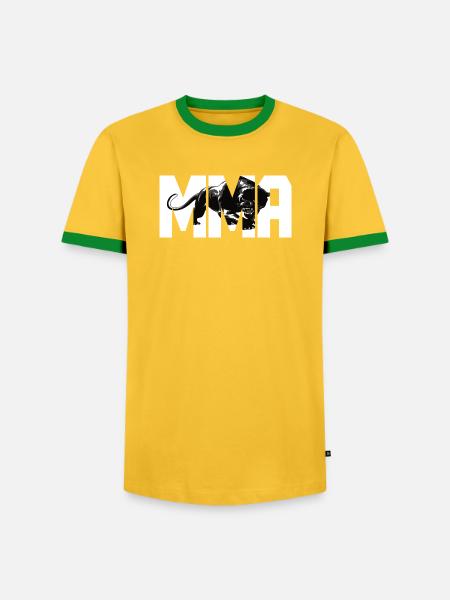 MMA Design mit einer Raubkatze - Männer Kontrast-T-Shirt - Gelb/Grün