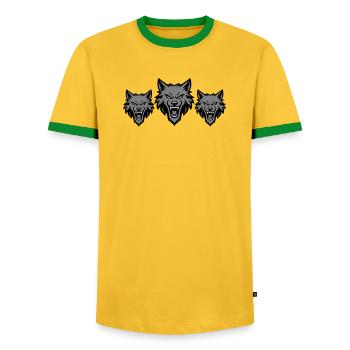 Wolf Team Pack - Men's Ringer Shirt - yellow/green  - Front - AI Model Female 172 light (172cm) & AI Model Male 178 dark (178cm)