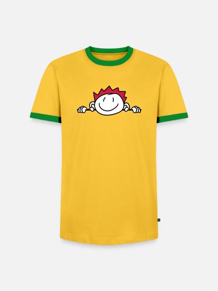 hide wall wall face head child painted kri - Men's Ringer Shirt - yellow/green 