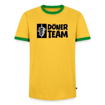 Döner Team - Männer Kontrast-T-Shirt - Gelb/Grün  - Vorne - AI Model Female 172 light (172cm) & AI Model Male 178 dark (178cm)