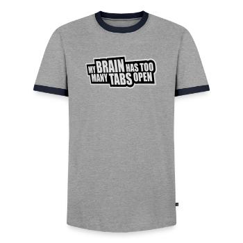 My Brain Has Too Many Tabs Open Lustig Grübeln - Männer Kontrast-T-Shirt - Grau/Navy  - Vorne - AI Model Female 172 light (172cm) & AI Model Male 178 light (178cm)