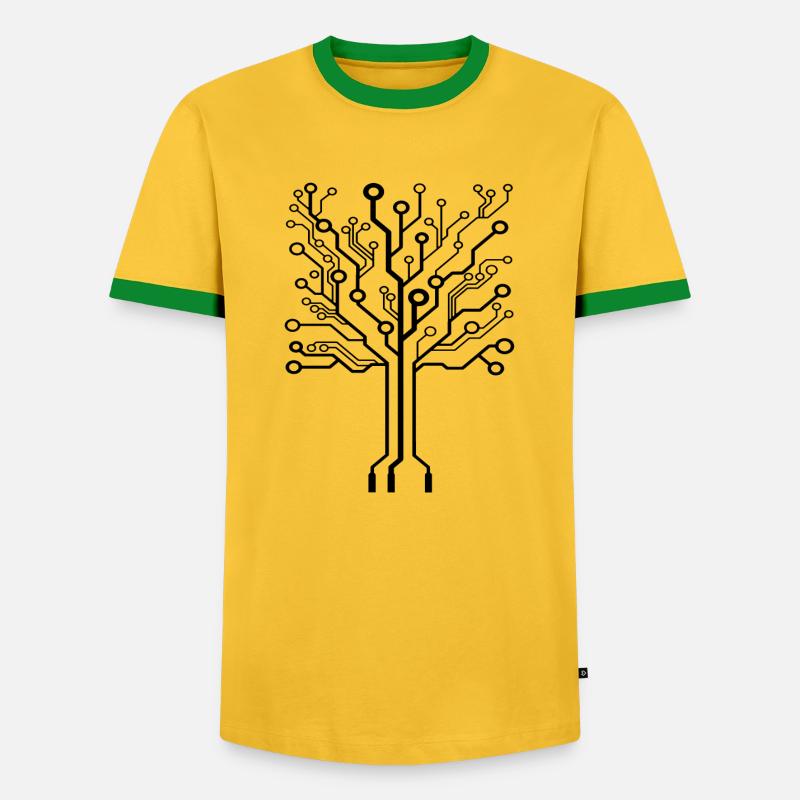 Tree made of circuit board - computer tree - Men's Ringer Shirt - yellow/green 
