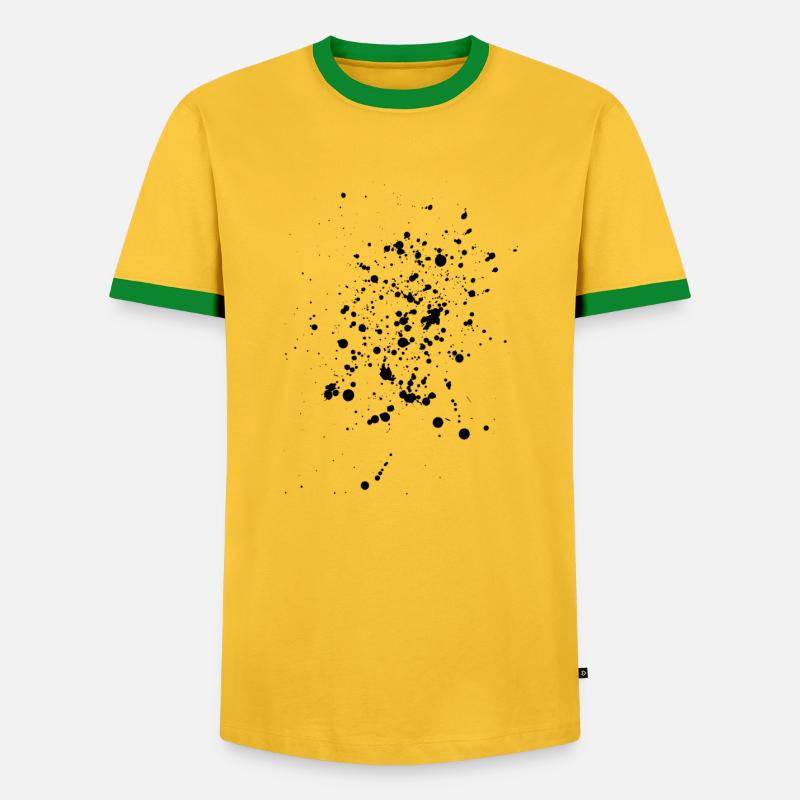 Schwarze Kleckse oder Farbspritzer - Männer Kontrast-T-Shirt - Gelb/Grün 