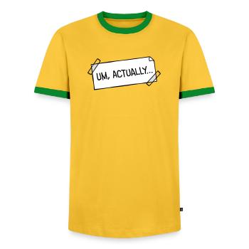 Loge de nerd pour coller des notes - T-shirt contrasté Homme - jaune/vert  - Devant - AI Model Female 172 light (172cm) & AI Model Male 178 dark (178cm)