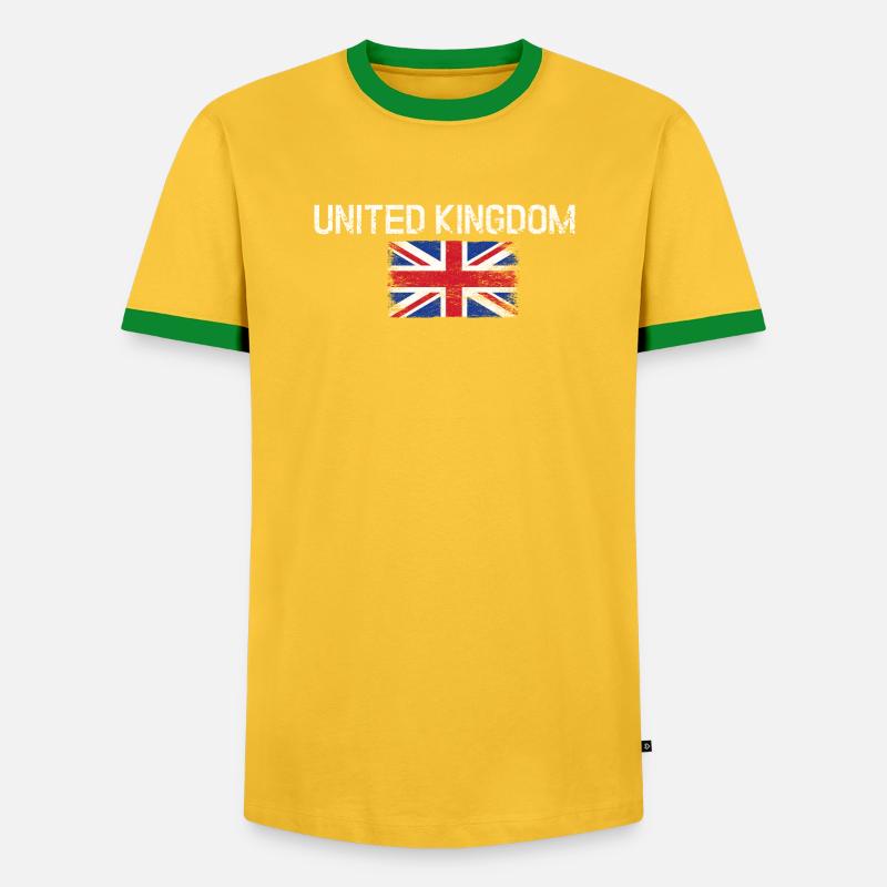 Impression du drapeau vieilli du Royaume-Uni - T-shirt contrasté Homme - jaune/vert