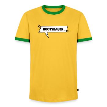 Boat builders as education - Men's Ringer Shirt - yellow/green  - Front - AI Model Female 172 light (172cm) & AI Model Male 178 dark (178cm)