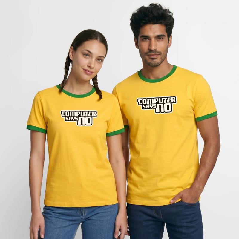 Computer Says No Funny Programmer Nerd Technique Men's Ringer Shirt