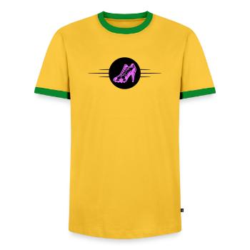 Women's Football Football Boots Football - Men's Ringer Shirt - yellow/green  - Front - AI Model Female 172 light (172cm) & AI Model Male 178 dark (178cm)