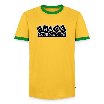 Chaos Coordinator Lustig Titel Eltern Lehrer Logo - Männer Kontrast-T-Shirt - Gelb/Grün  - Vorne - AI Model Female 172 light (172cm) & AI Model Male 178 dark (178cm)