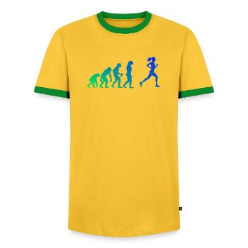 Laufen Geschenkidee für eine Laufsport Liebhaberin - Männer Kontrast-T-Shirt - Gelb/Grün  - Vorne - AI Model Female 172 light (172cm) & AI Model Male 178 dark (178cm)