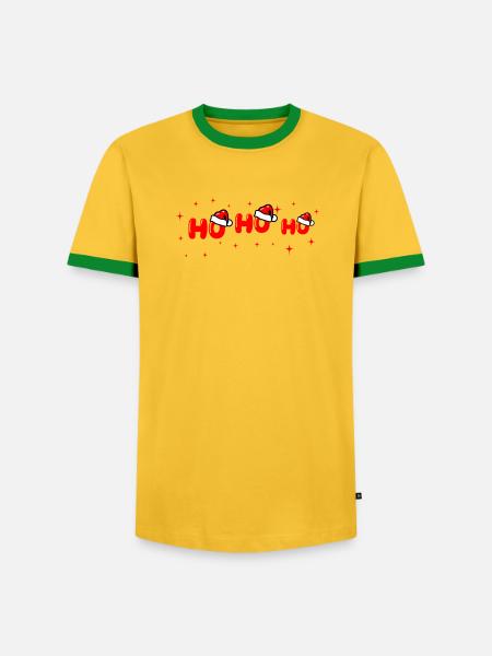 Ho Ho Ho Santa Lettering - Men's Ringer Shirt - yellow/green