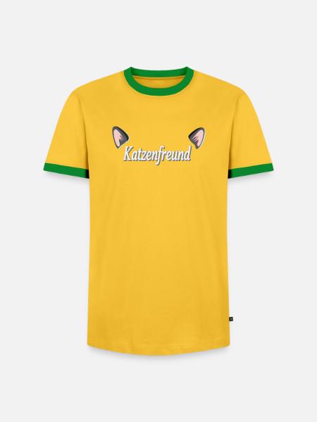 Katzenfreund: Katzenliebe Typografie - Männer Kontrast-T-Shirt - Gelb/Grün 
