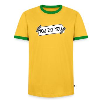 Tu fais ton drôle Confiance en toi Logo de la liberté - T-shirt contrasté Homme - jaune/vert  - Devant - AI Model Female 172 light (172cm) & AI Model Male 178 dark (178cm)