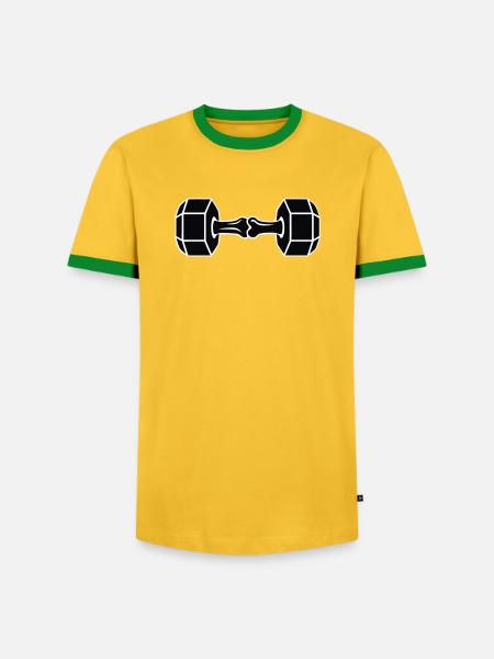Knochen Kurzhantel Grafik - Männer Kontrast-T-Shirt - Gelb/Grün 