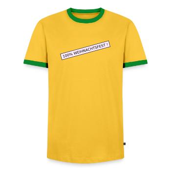 100 Prozent weihnachtsfest - Männer Kontrast-T-Shirt - Gelb/Grün  - Vorne - AI Model Female 172 light (172cm) & AI Model Male 178 dark (178cm)