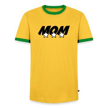 Beste Mama - Muttertag - Männer Kontrast-T-Shirt - Gelb/Grün  - Vorne - AI Model Female 172 light (172cm) & AI Model Male 178 dark (178cm)