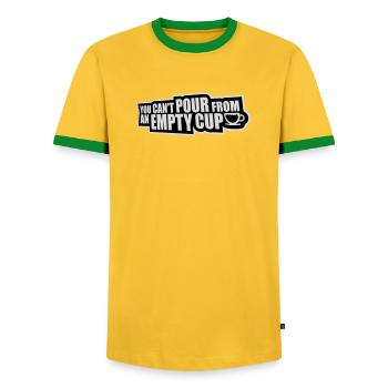 On ne peut pas verser dans un gobelet vide Soins personnels - T-shirt contrasté Homme - jaune/vert  - Devant - AI Model Female 172 light (172cm) & AI Model Male 178 dark (178cm)