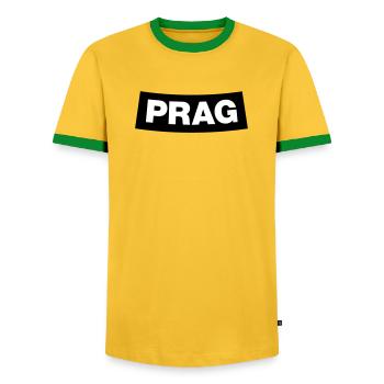 Prag Chapter Element (JGA MC-Rocker-Design) - Männer Kontrast-T-Shirt - Gelb/Grün  - Vorne - AI Model Female 172 light (172cm) & AI Model Male 178 dark (178cm)